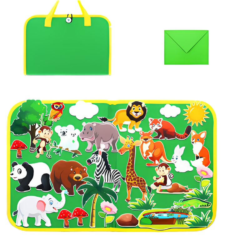 Educational felt toys in a portable set, ideal for imaginative storytelling adventures