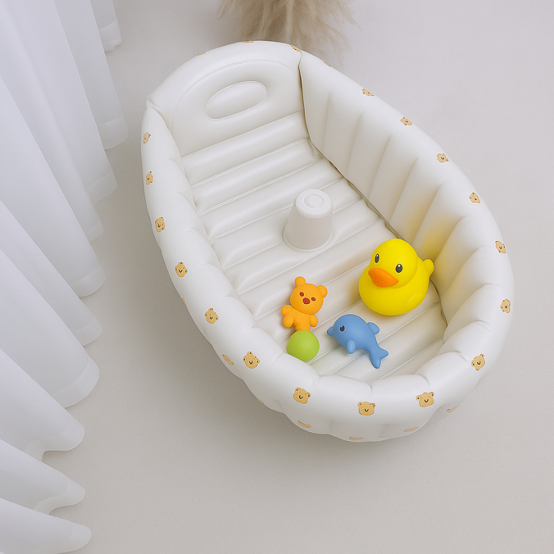 Portable inflatable baby bathtub for toddlers, perfect for easy travel and outdoor summer fun with kids