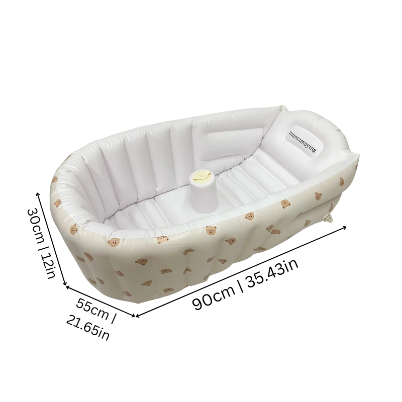 Soft PVC inflatable toddler bathtub, ideal for comfortable and safe baby bathing at home or on-the-go