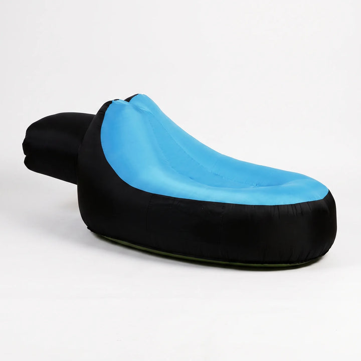 Durable inflatable outdoor chair, comfortable air sofa for poolside, beach, or camping relaxation.