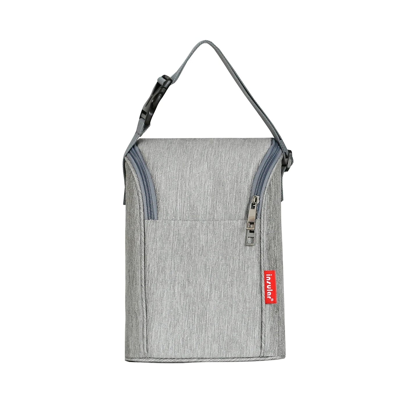 Gray breast milk cooler bag, robust design, perfect for baby food storage and milk bottle carrying