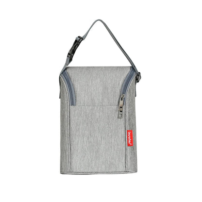 Gray breast milk cooler bag, robust design, perfect for baby food storage and milk bottle carrying