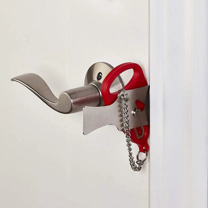 Traveler packing portable door lock, essential for personal security and child protection