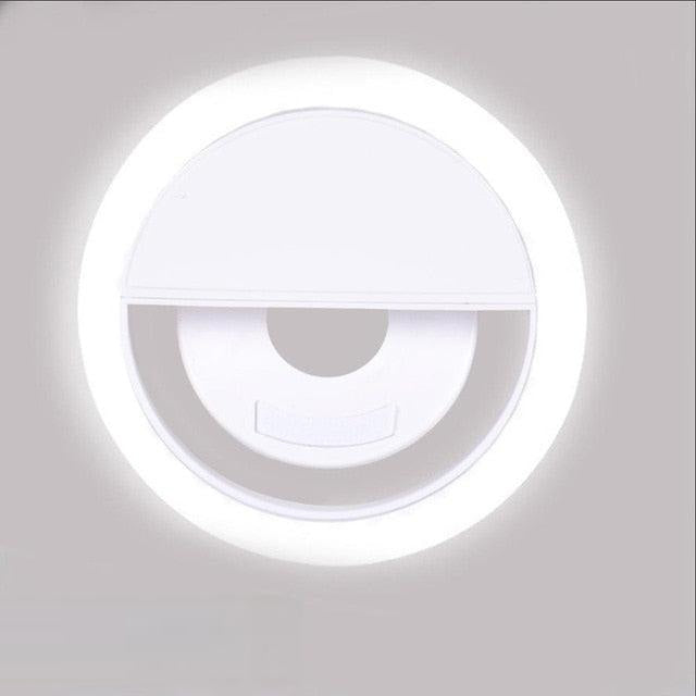 Clip-on portable selfie ring light for smartphones & laptops to improve video quality, streaming, & selfies.