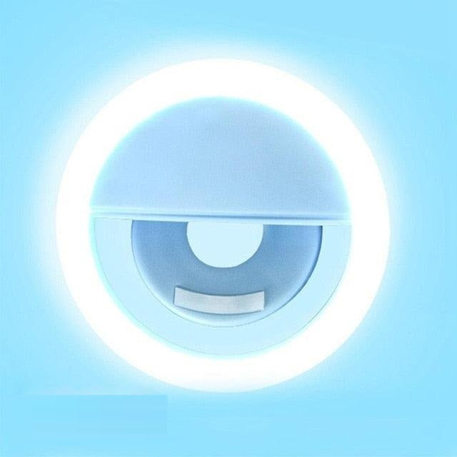 GlowSnap portable selfie ring light, universal clip-on for phone & laptop. Provides perfect LED lighting.