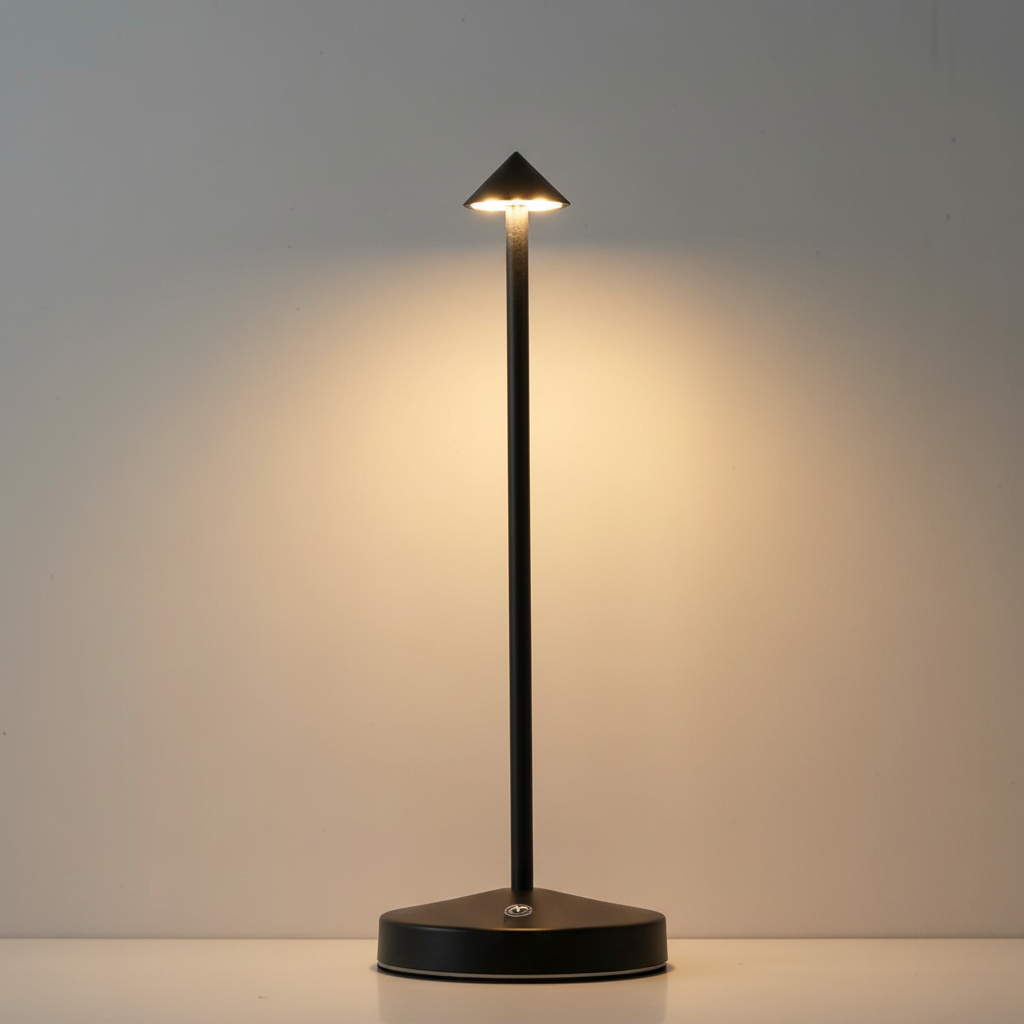 Modern aluminum cordless LED lamp, perfect for bedroom, living room, or modern decor.