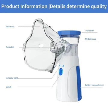 USB rechargeable portable mesh nebulizer, perfect for on-the-go breathing aid for all ages.