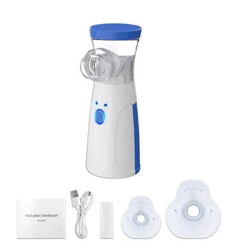 Unisex portable mesh nebulizer for adults and kids, aiding respiratory health & asthma.