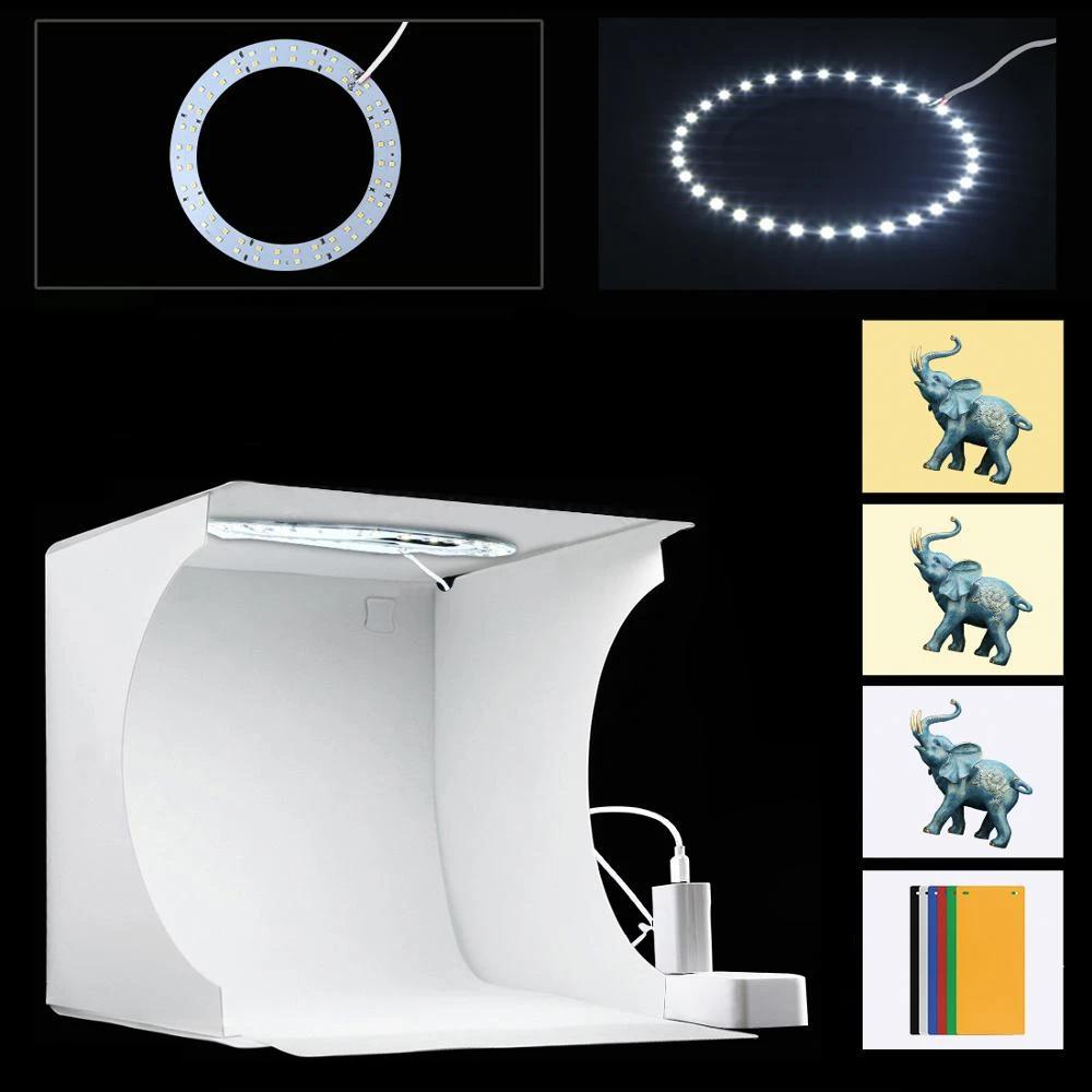 Versatile photography equipment: Portable LED light box for crisp, shadow-free product photos.