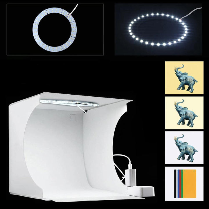 Versatile photography equipment: Portable LED light box for crisp, shadow-free product photos.
