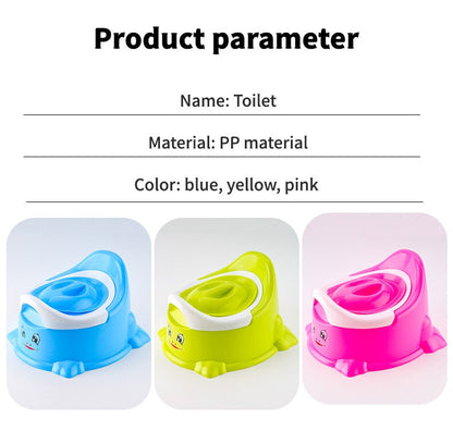 Side view of the portable baby potty training chair, showcasing its ergonomic design and detachable toilet.