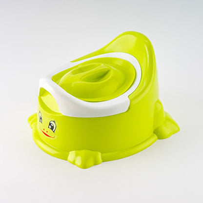Kids' portable potty training chair in a bathroom setting, highlighting its compact design.