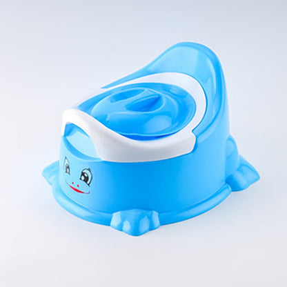 Baby toilet shown with its components separated: seat, base, and detachable bowl.