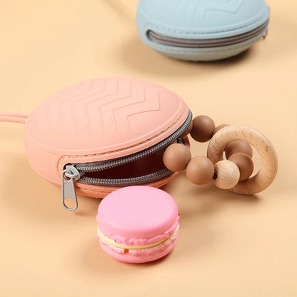 Compact baby pacifier holder in silicone, perfect for keeping soothers clean on the go, infant care
