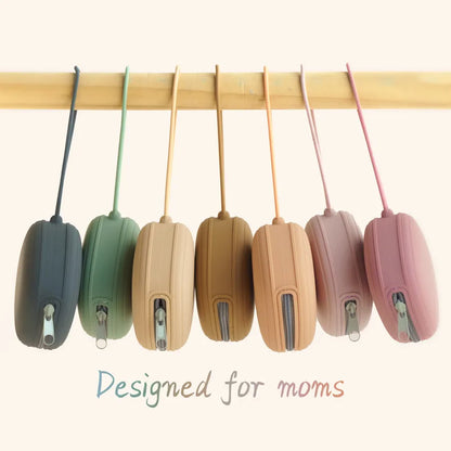 Hygienic silicone pacifier container, keeps baby soother protected, portable for feeding