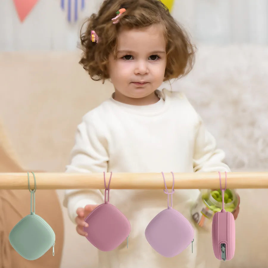 Soft silicone pacifier box, protects baby's soother from germs, travel-ready accessory