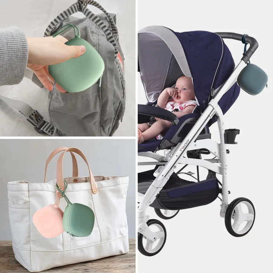 Hygienic silicone baby pacifier case, essential for safe soother storage during travel
