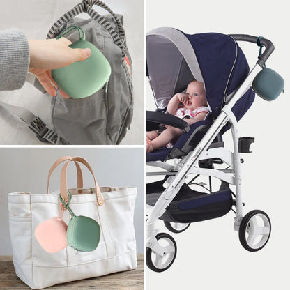 Portable baby pacifier holder, durable silicone, essential for feeding and travel