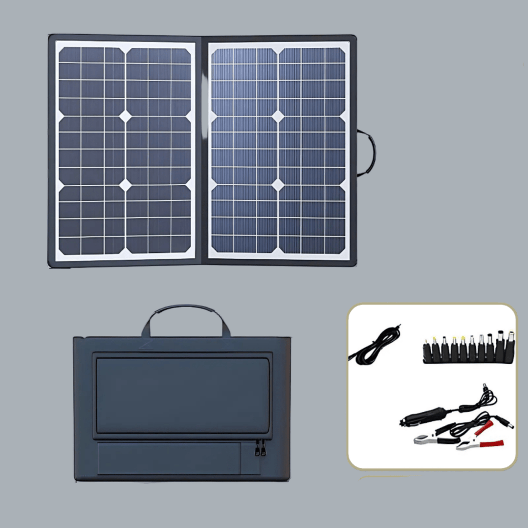 Durable portable solar panel, perfect for rugged outdoor adventures, ensuring emergency power and off-grid charging.