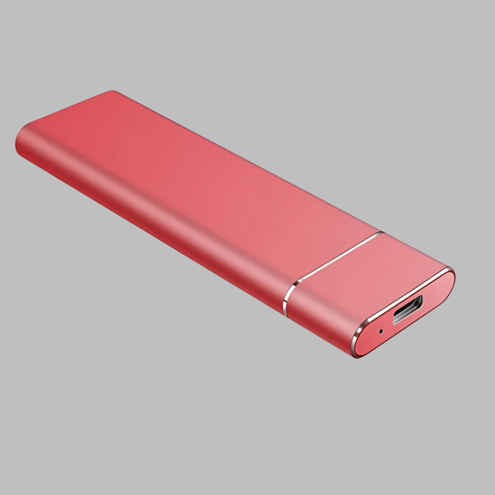 Compact portable SSD external drive for mobile data storage. Fast USB 3.0 solid state memory accessory.