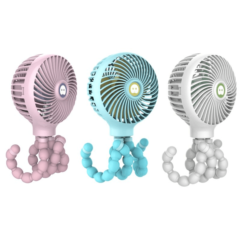 Portable stroller fan with flexible tripod, perfect for baby cribs & car seats, rechargeable USB