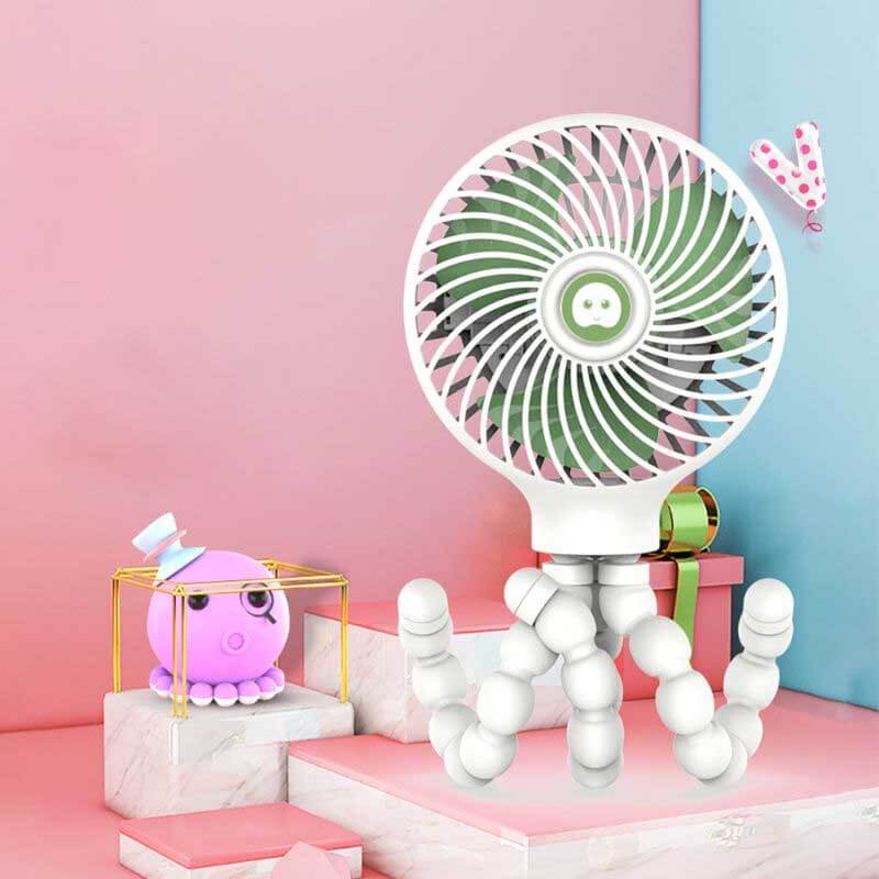 Baby stroller fan with flexible tripod, USB powered, for cribs, car seats & summer essentials