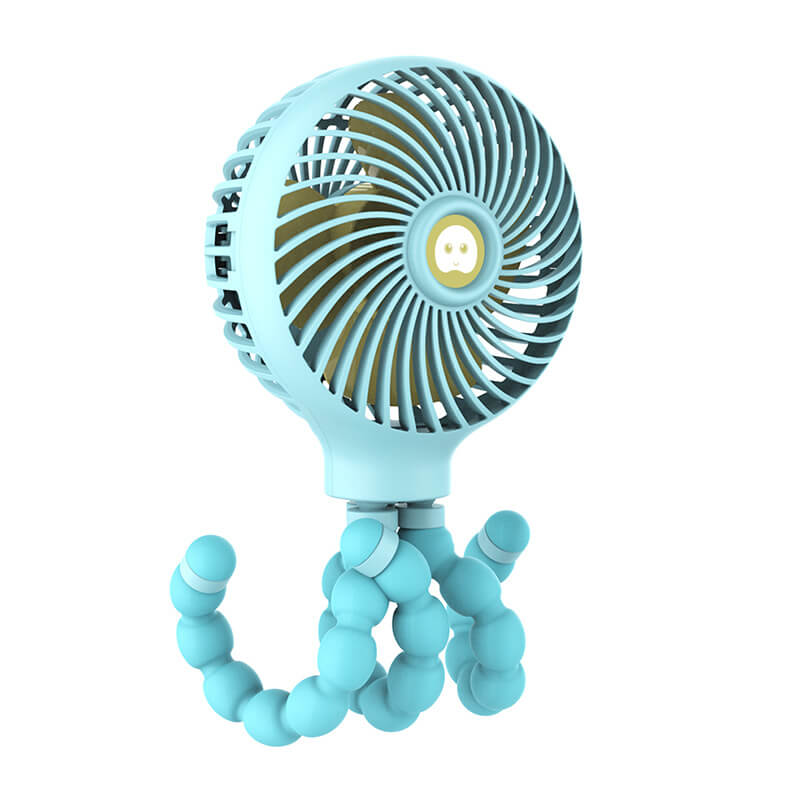 Outdoor portable fan with flexible tripod, 3 speeds, ideal for strollers, camping, kids accessories