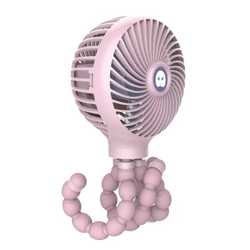 Portable fan with flexible octopus tripod, rechargeable battery, great for stroller & crib cooling