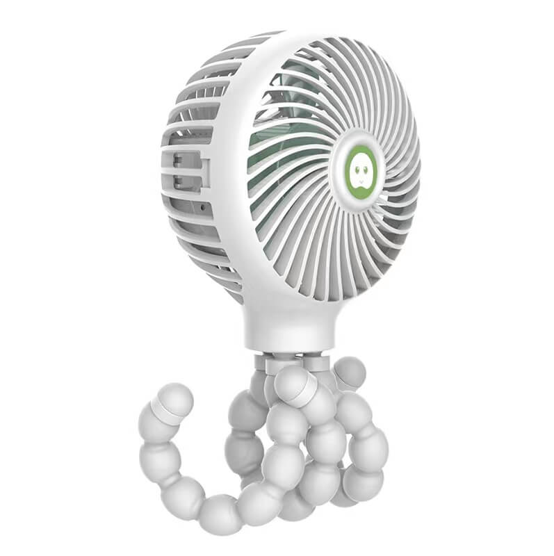 Stroller fan with flexible tripod, small and powerful for baby's comfort, USB rechargeable