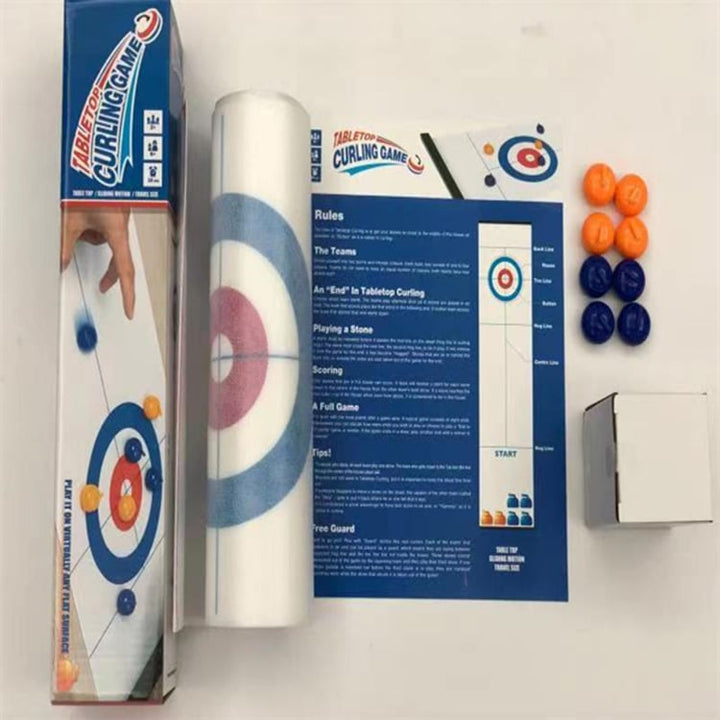 Detail of the scoring target on the Portable Tabletop Curling Game board, indicating strategic play & skill.