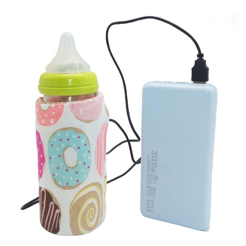 Portable USB baby bottle warmer, ideal for on-the-go feeding and travel, powered via USB for convenience.