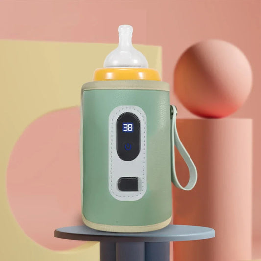 Portable USB baby bottle warmer with digital 5-temp control, perfect for travel and night feeding
