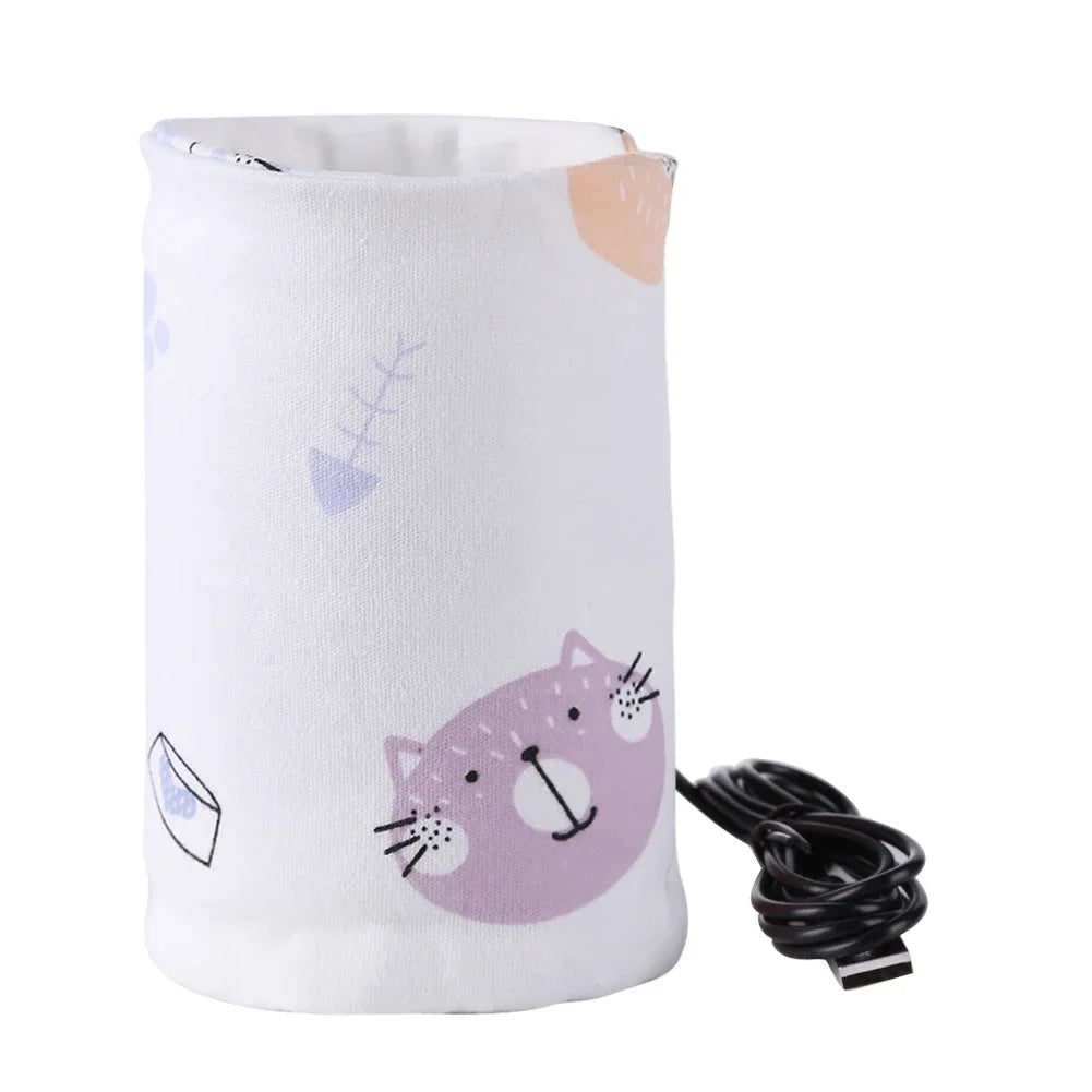 Portable USB bottle warmer with insulation, designed for efficient milk heating on the go