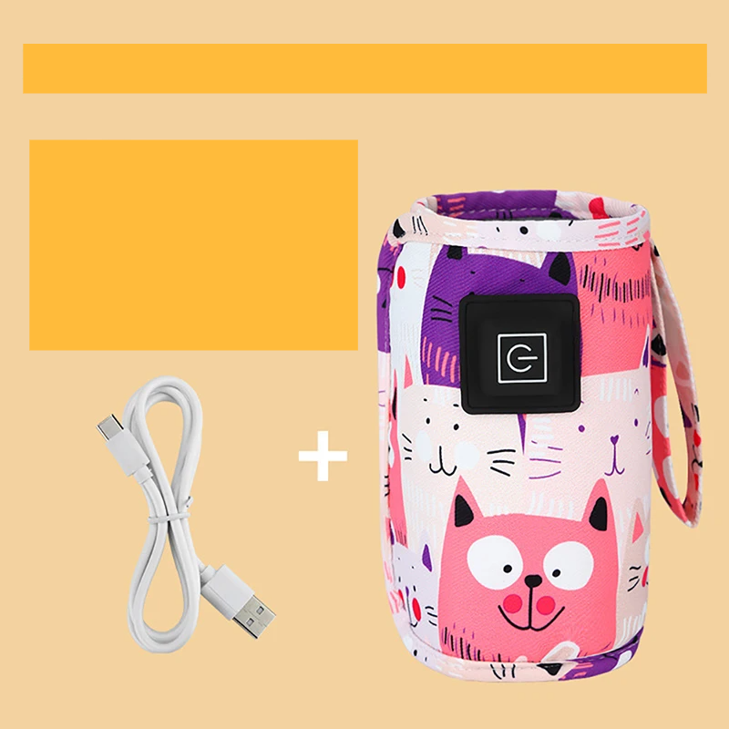 Compact milk warmer bag, USB powered, keeping baby's bottle warm while traveling.