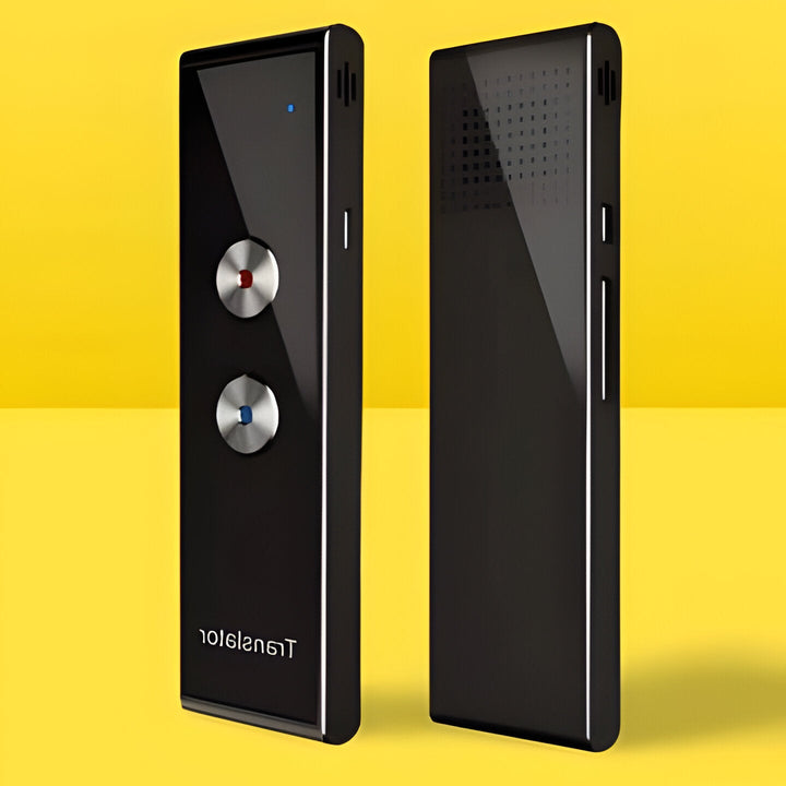 Real-time portable voice translator, instant language device for seamless global communication.