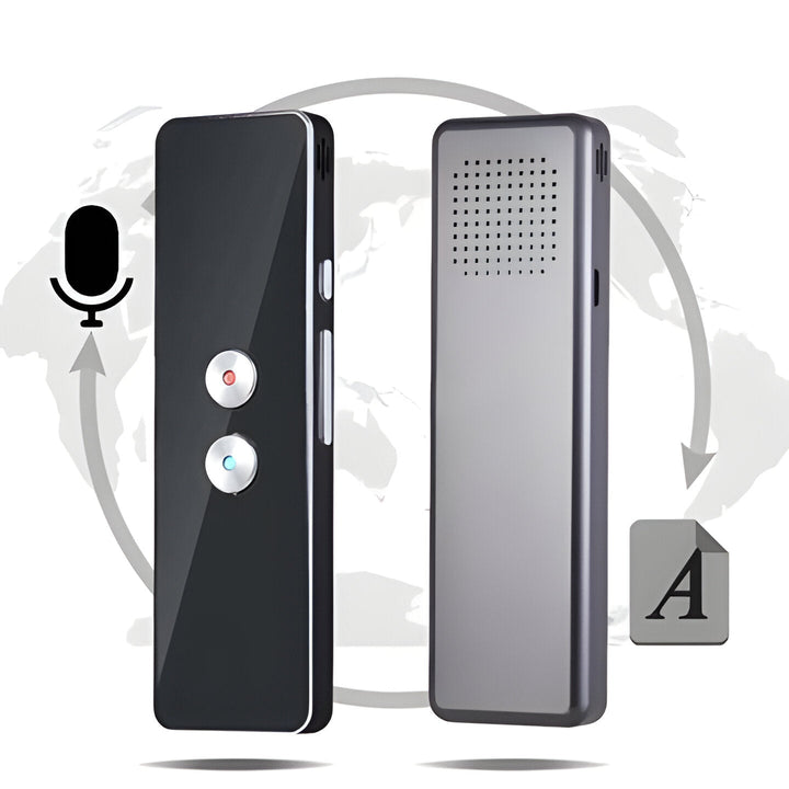 Sleek language device, a portable voice translator for instant, accurate multilingual translation.