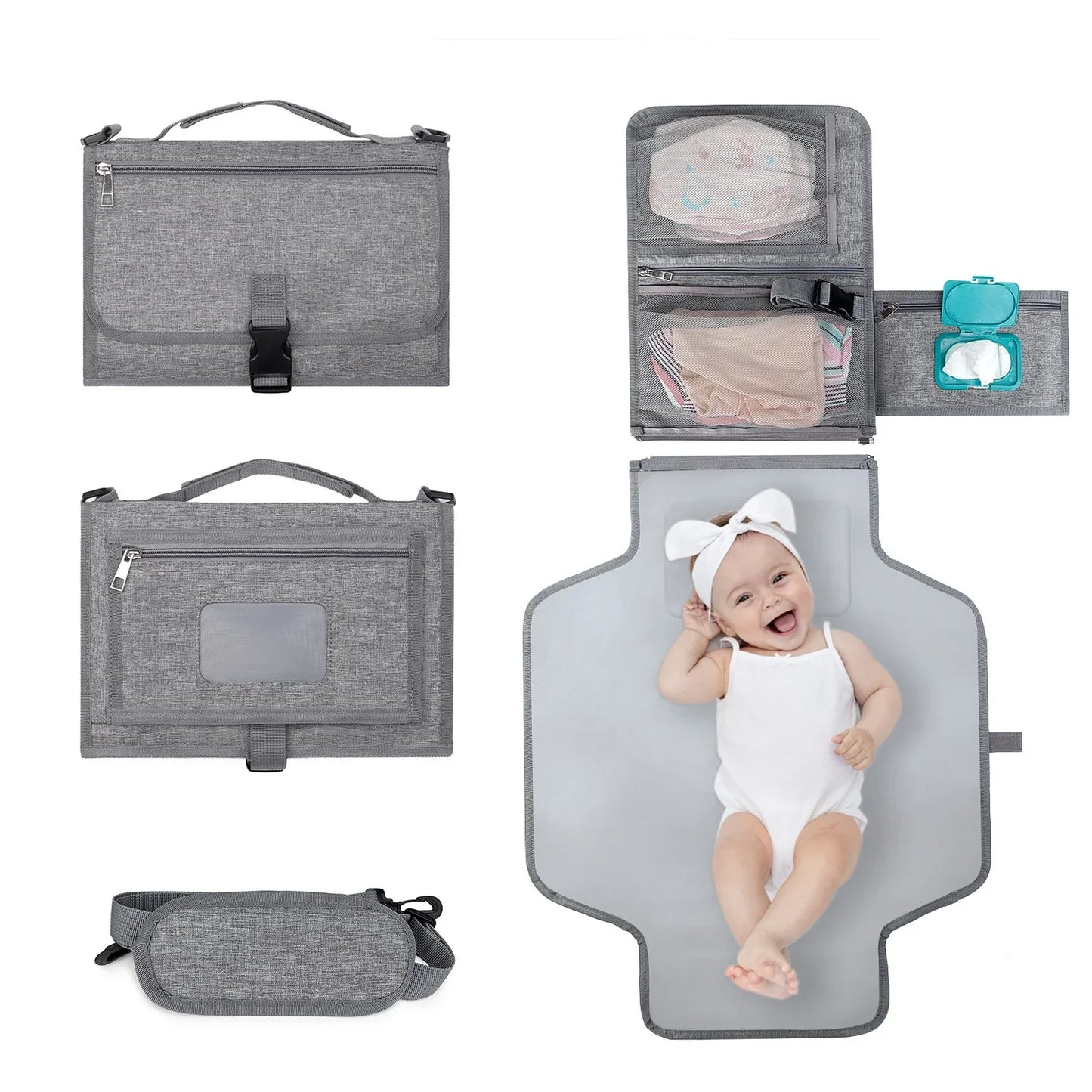 Portable waterproof baby changing pad for travel, compact and easy to clean for infant hygiene