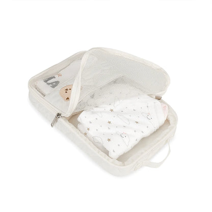 Compact white bear diaper bag, portable waterproof organizer for baby essentials & travel accessories