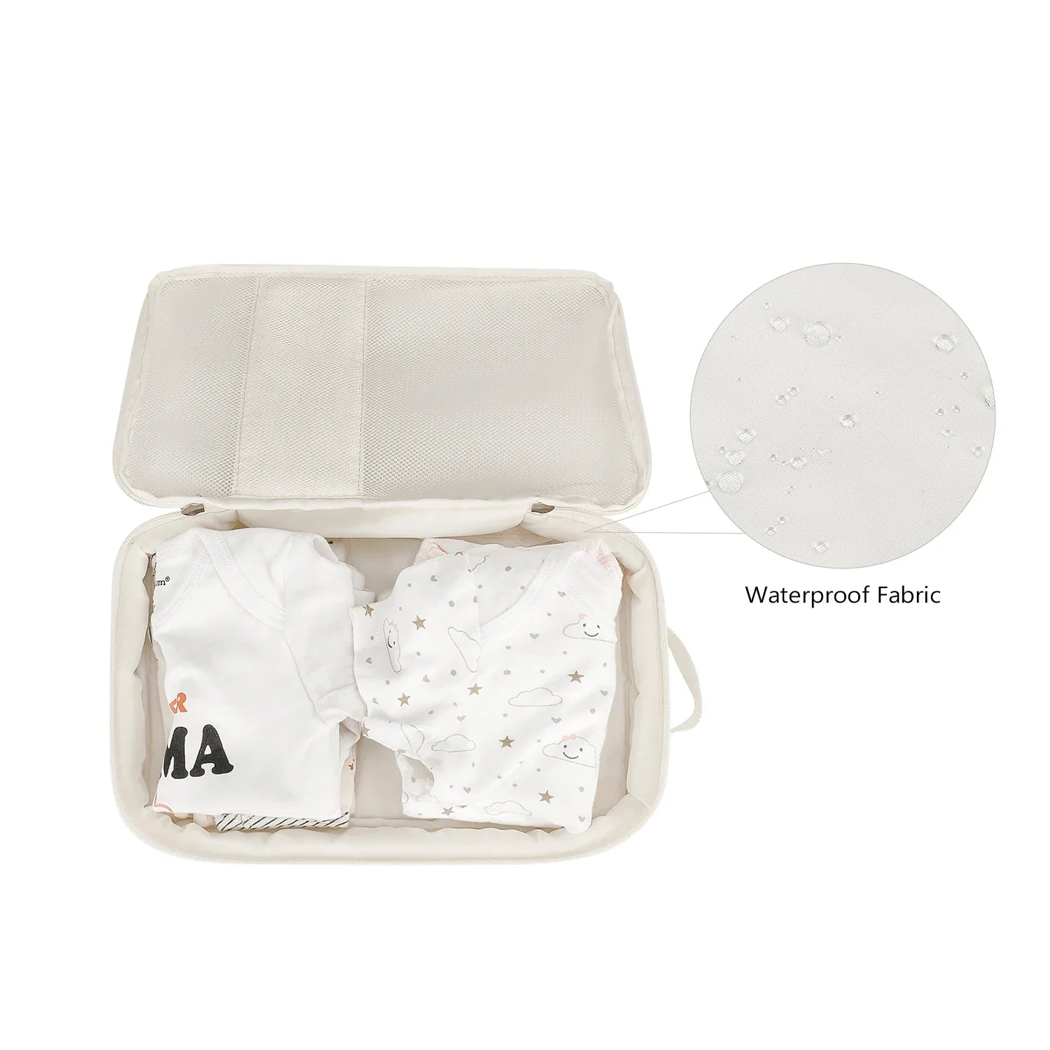 Versatile white bear diaper bag, waterproof travel organizer for all your baby's toiletries and essentials