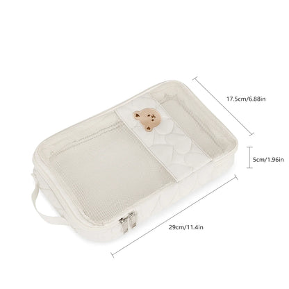 Portable white bear diaper bag: a smart, waterproof travel organizer for baby care & mommy essentials