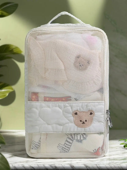 White bear diaper bag: portable, waterproof travel organizer, perfect for baby essentials on-the-go