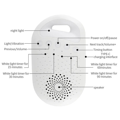 Travel-friendly baby sound machine, compact and rechargeable for on-the-go sleep support