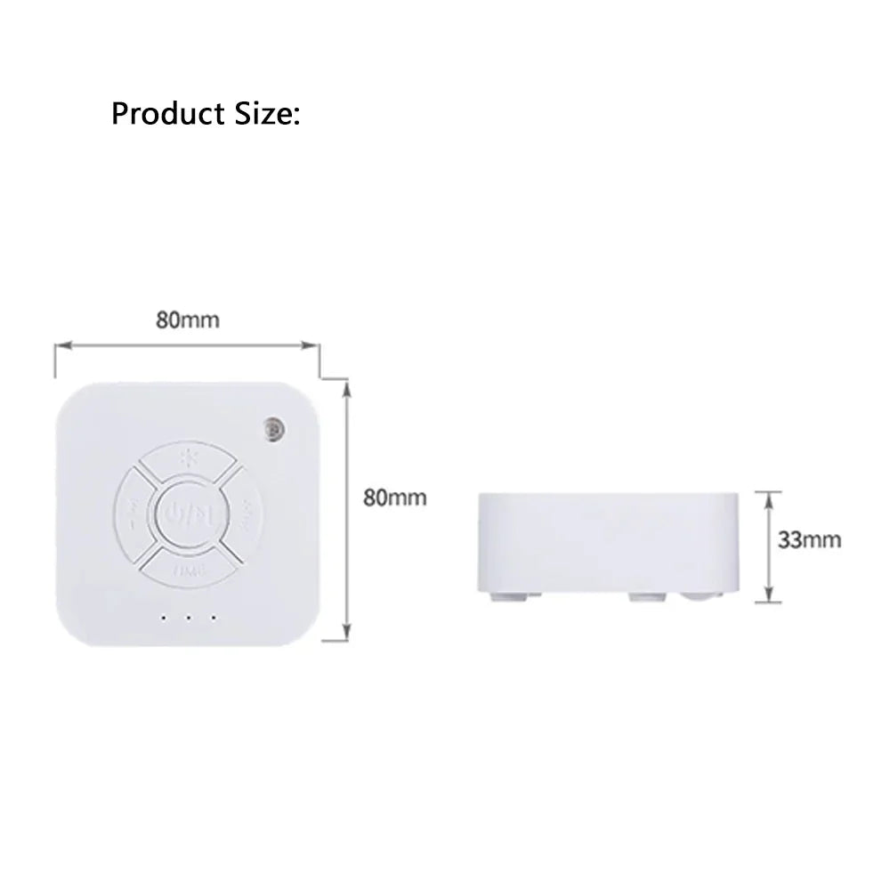 Compact travel sound machine emitting soothing white noise, essential for relaxation and focus