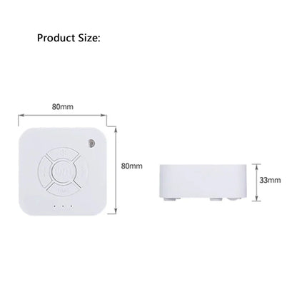 Compact travel sound machine emitting soothing white noise, essential for relaxation and focus