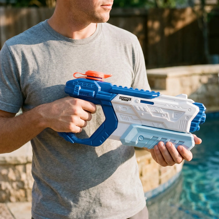 Powerful high-capacity water blaster, perfect for epic outdoor summer fun and intense water fights.
