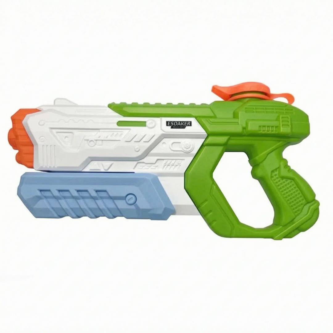 Child joyfully playing with a powerful water blaster, perfect for a lively backyard water fight.