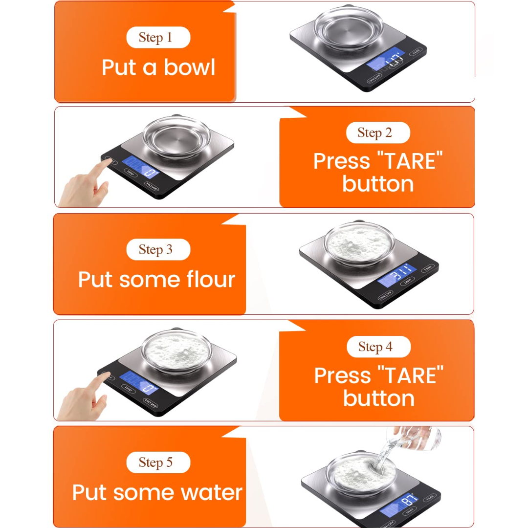 Modern digital kitchen scale for culinary mastery; precise, stainless steel, perfect for home cooking and baking.