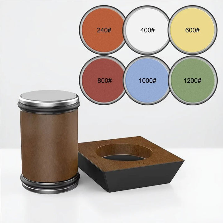 Tabletop precision knife sharpener, designed for safe, efficient blade sharpening and easy storage.