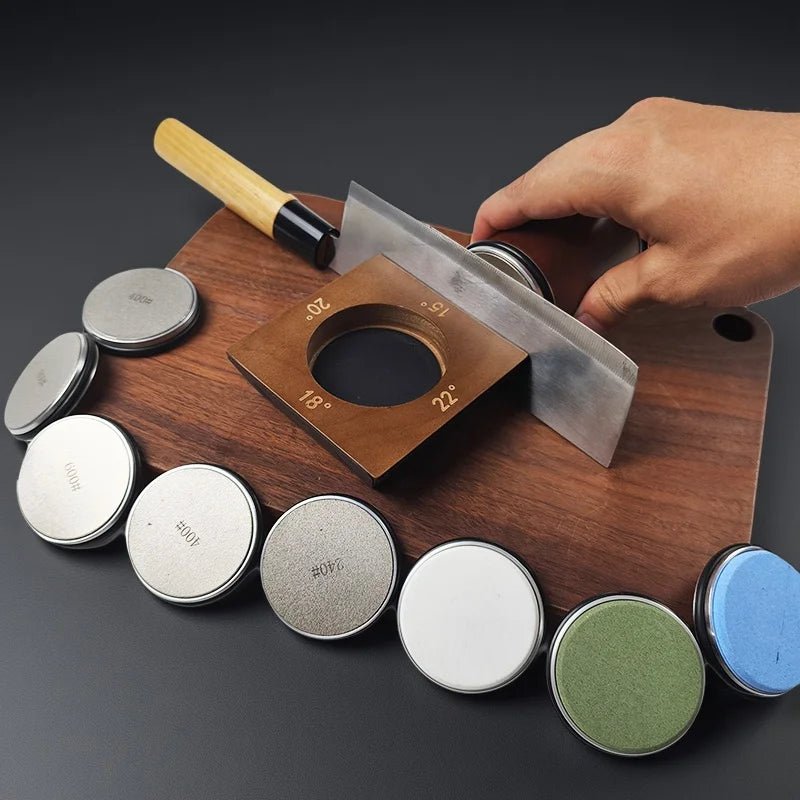 Ergonomic precision knife sharpener, designed with an adjustable diamond sharpening wheel for optimal use.