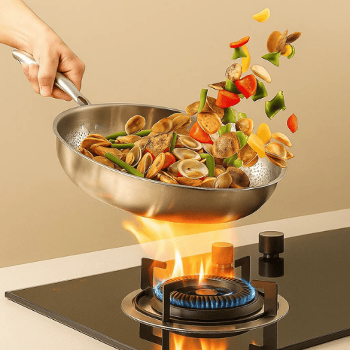 Easy-clean non-stick titanium frying pan, scratch-resistant and durable. Perfect for everyday healthy cooking.